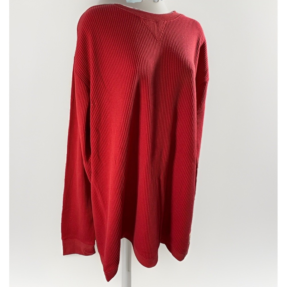 Pressbox Women's XL Red Waffle Knit Thermal Top Slouchy Plus Size Crewneck Shirt